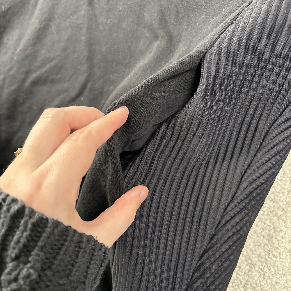 ALLSAINTS Nero Sweatshirt Men's Small V Neck Long Sleeve Ribbed Pullover Texture - Picture 3 of 8